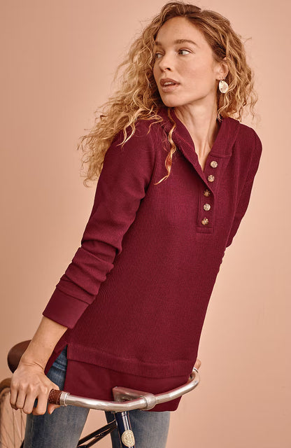 Textured-Knit Hoodie Tunic