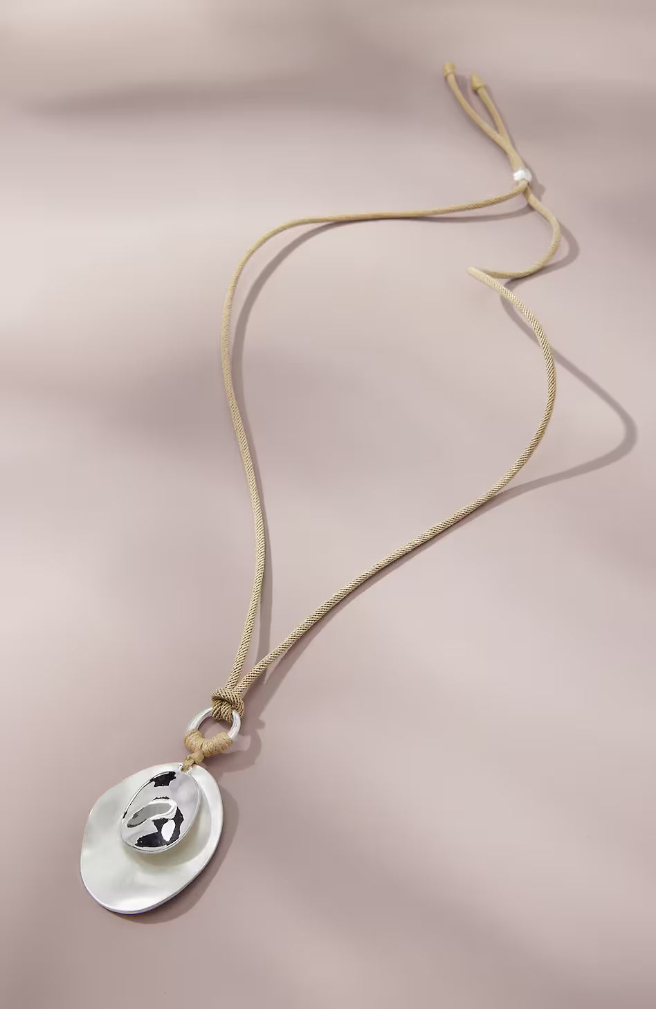 Silvertone Mixed-Finish Pendant Necklace