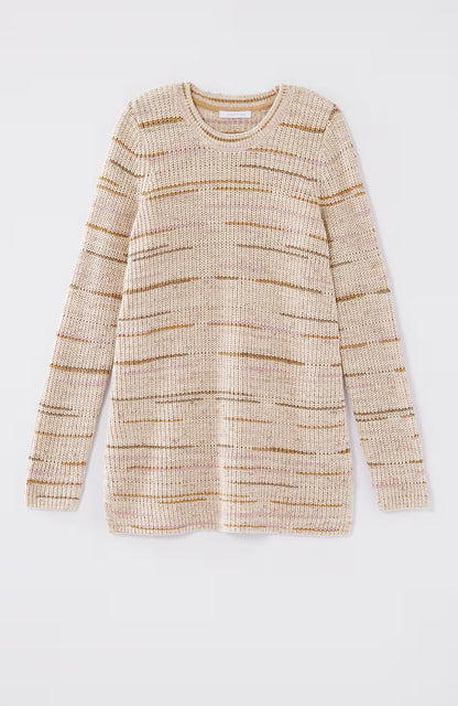Pure Jill Crew-Neck Intarsia Striped Tunic
