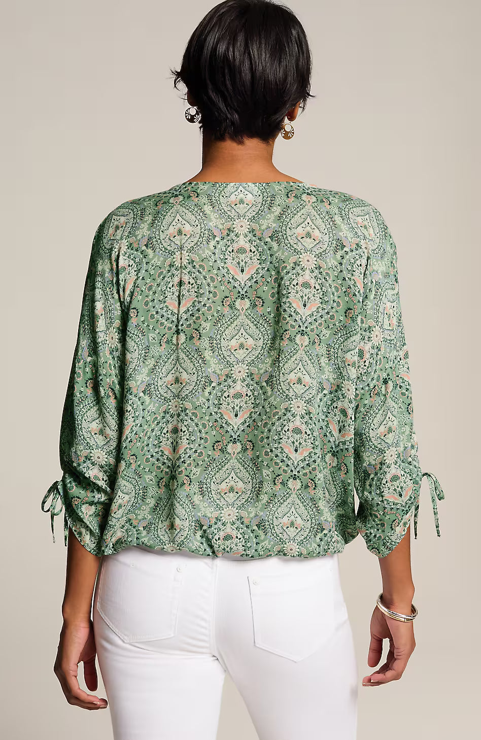 Printed Crinkle-Textured Top
