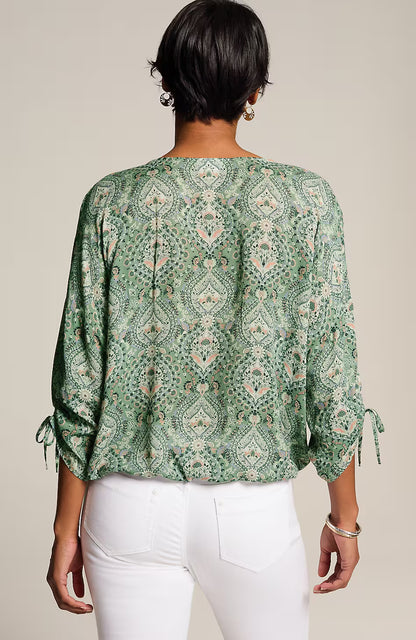 Printed Crinkle-Textured Top