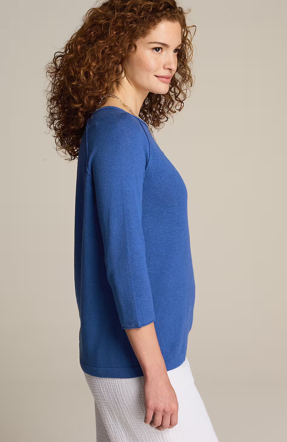 Linen-Blend Pullover Sweater