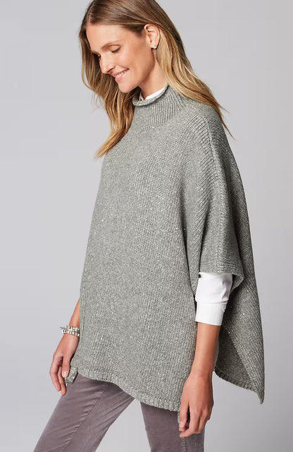Sequin Sweater-Knit Poncho