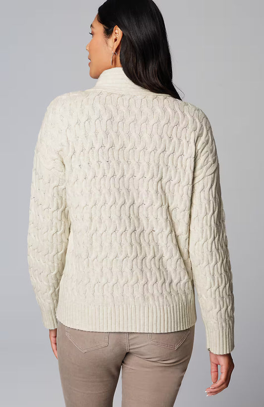 Cabled Button-Front Cardi