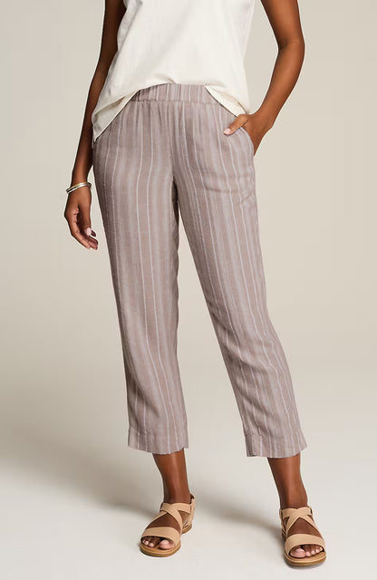 Pure Jill Textured-Stripes Cropped Pants