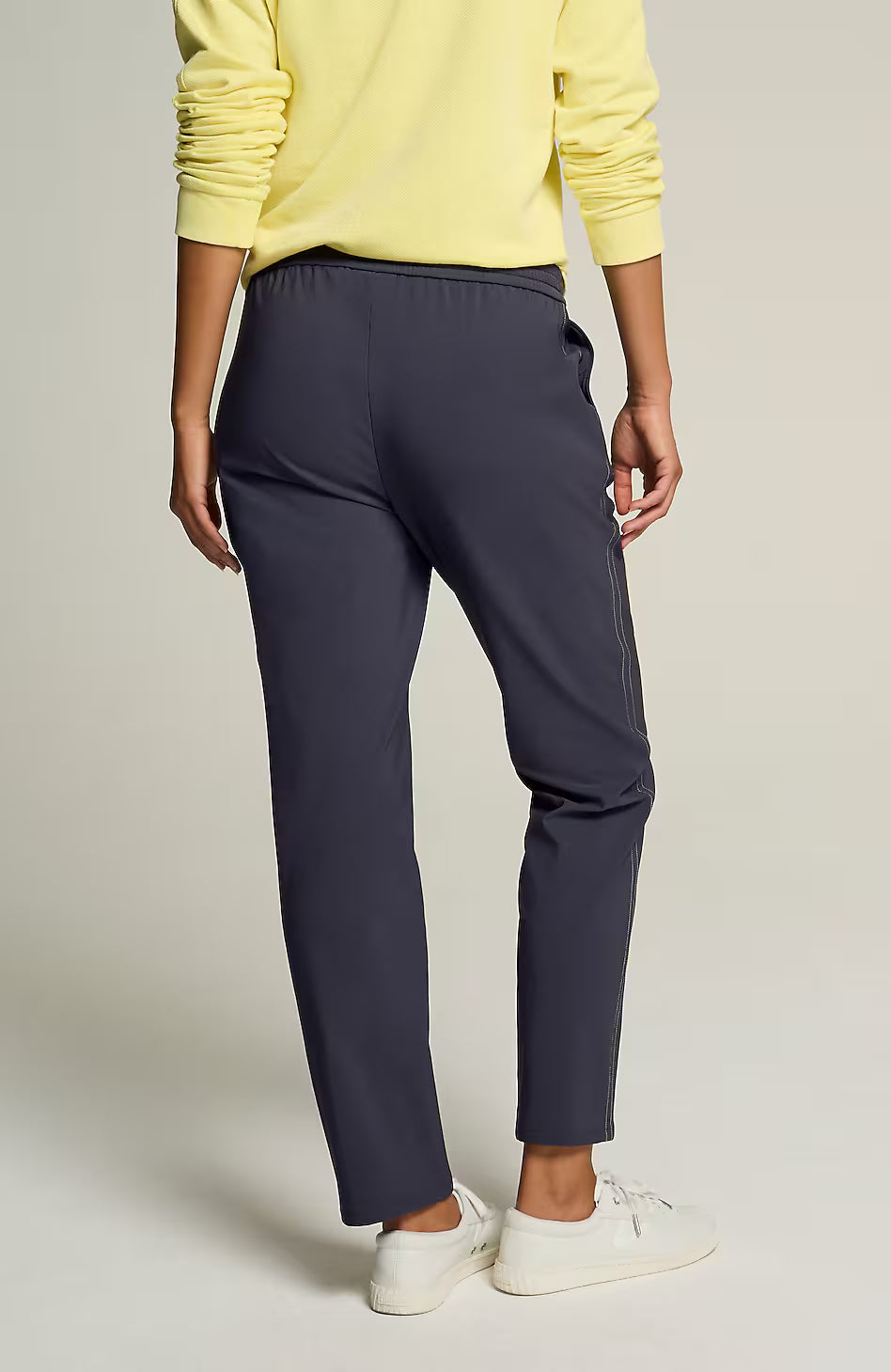 Fit Contrast-Stitched Slim-Leg Pants