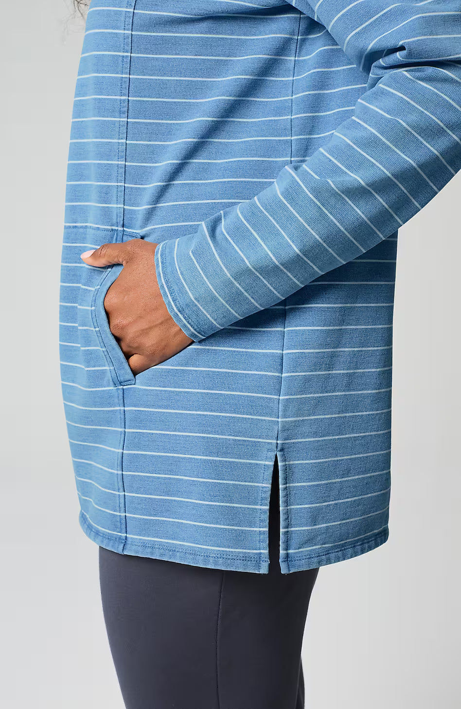 Pure Jill French Terry Indigo-Striped Tunic