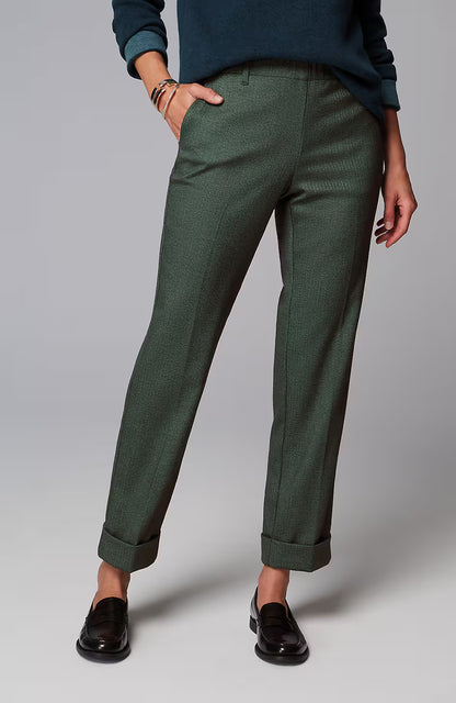 Herringbone Cuffed Pull-On Pants