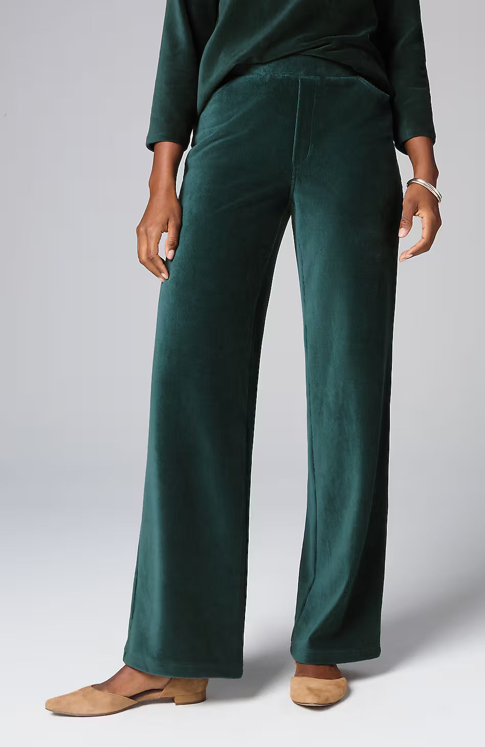 Pure Jill Corded-Velour Wide-Leg Pants
