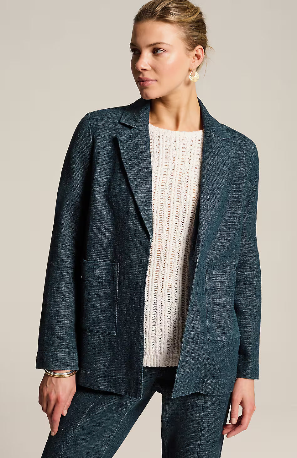 Pure Jill Indigo Open-Front Jacket