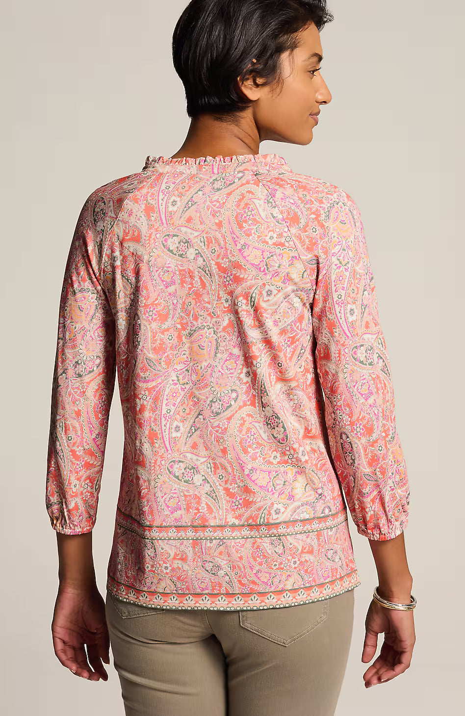 Ruffle-Neck Button-Front Top