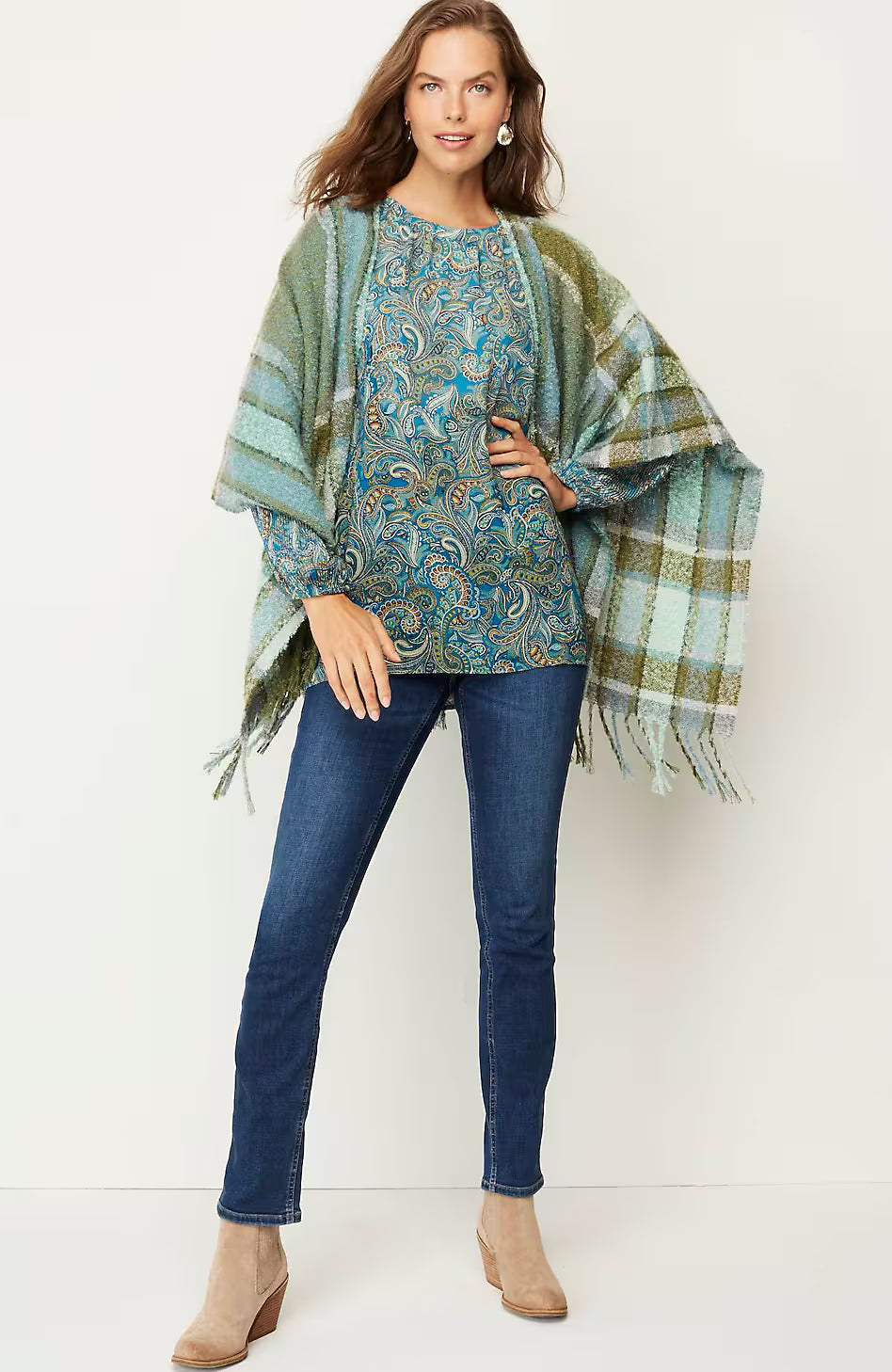 Paisley Pleated-Sleeves Tunic