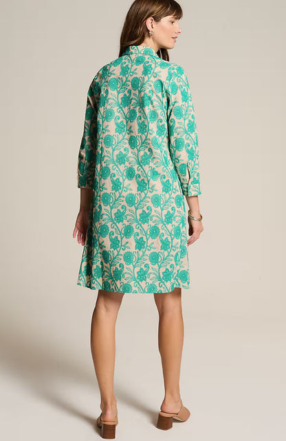 Embroidered A-Line Shirtdress