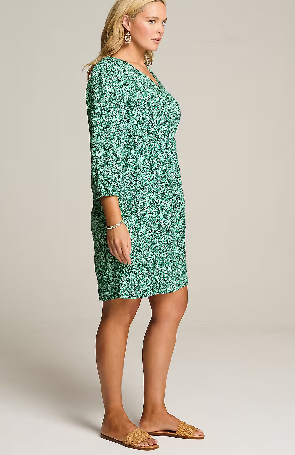 Textured V-Neck A-Line Dress