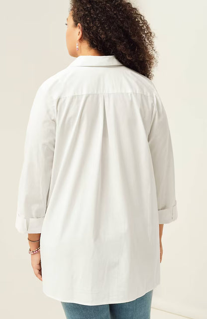 Side-Button Stepped-Hem Tunic