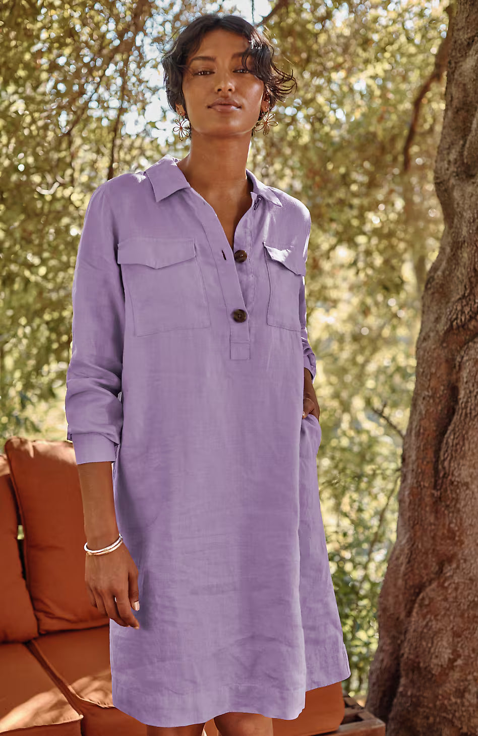 Linen Popover Shirtdress