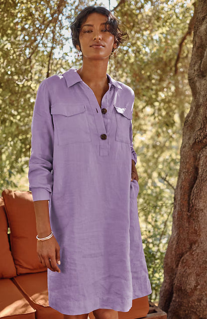 Linen Popover Shirtdress