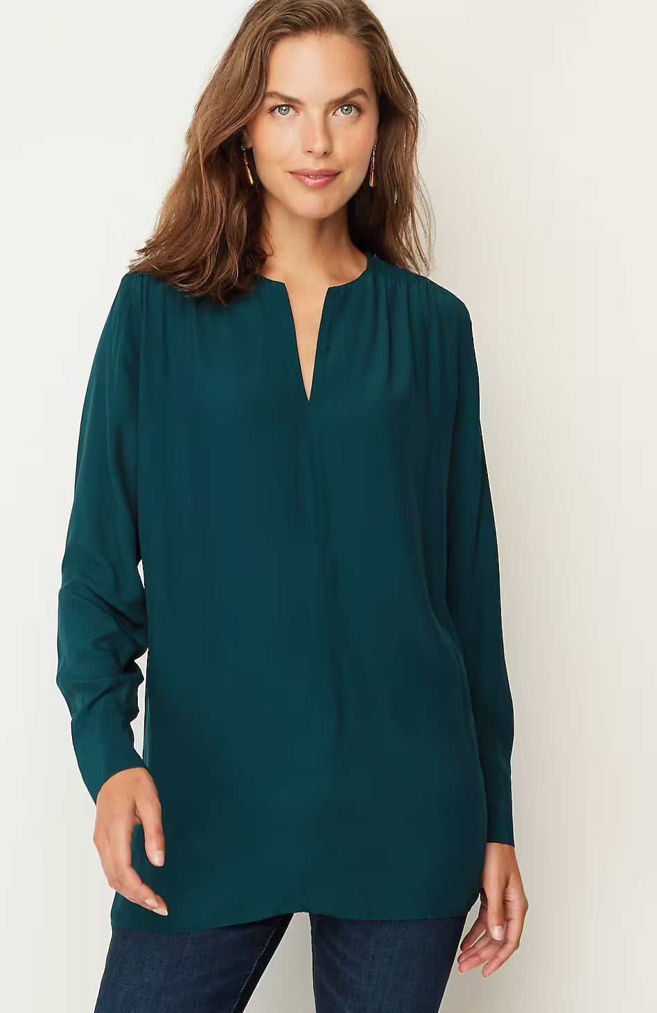 Smocked Split-Neck Tunic