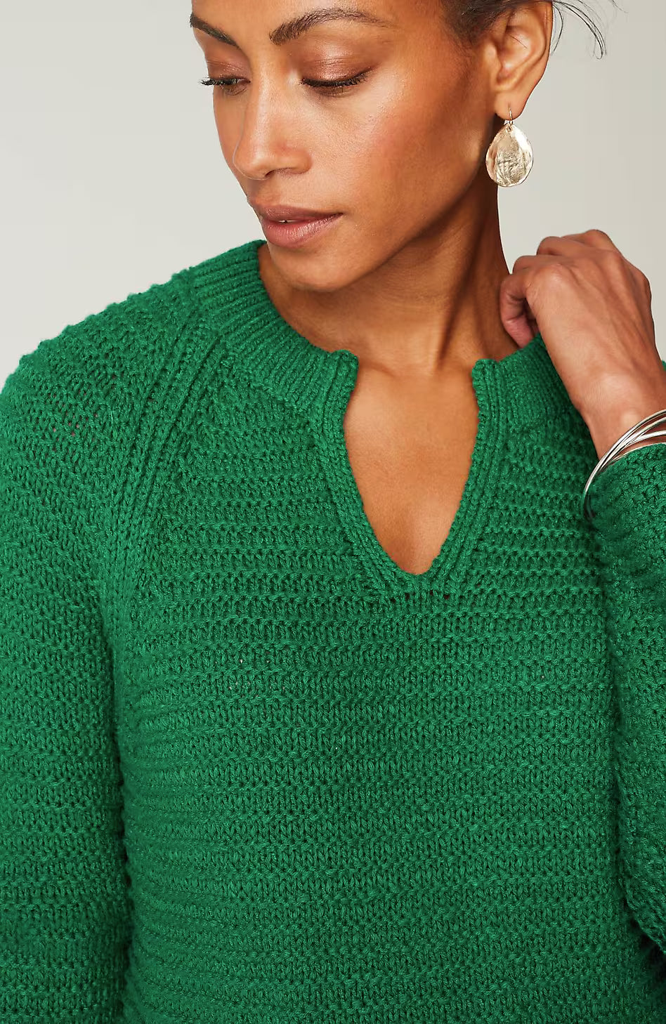 Wearever Textured Split-Neck Sweater