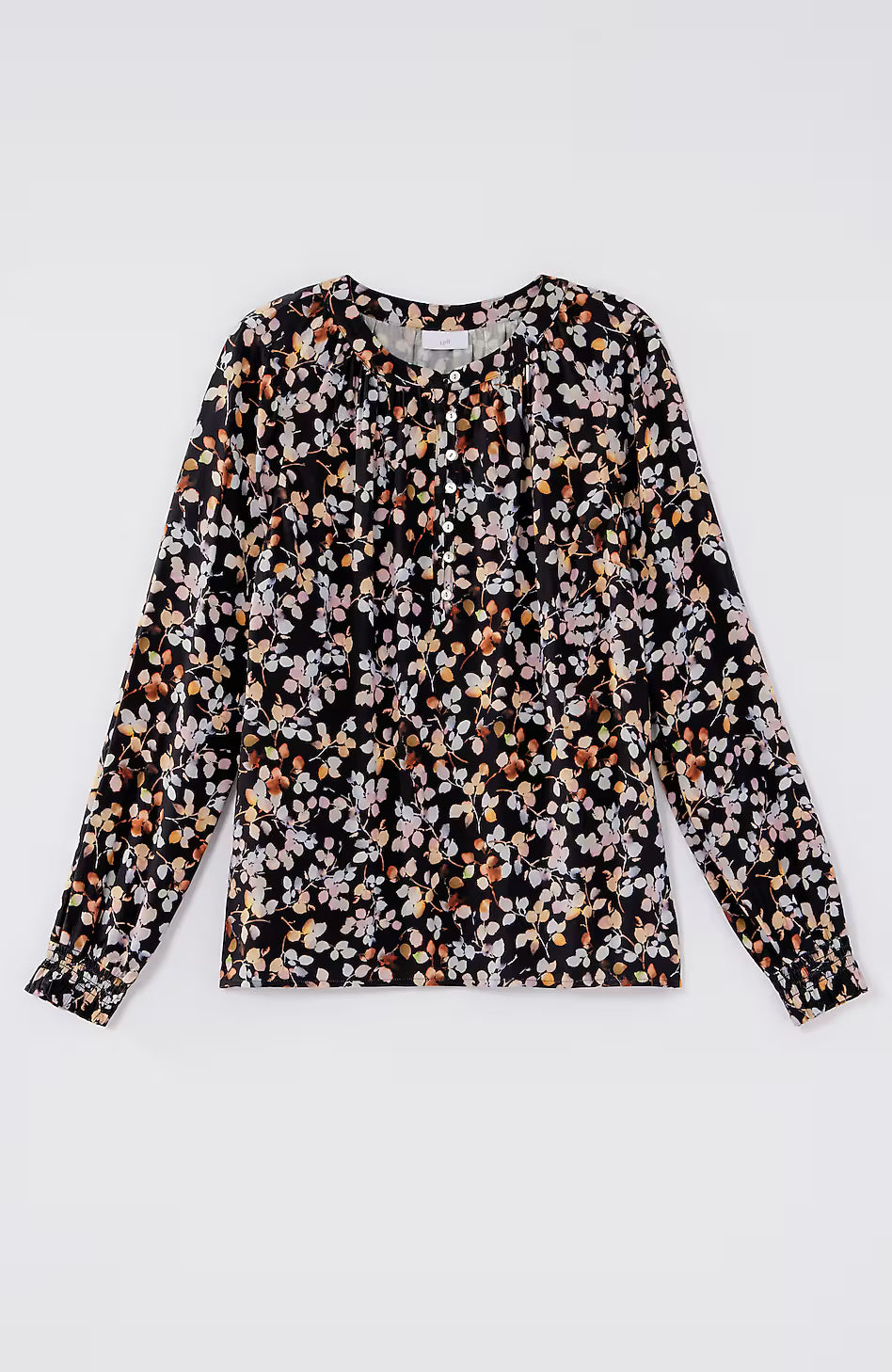 Artistic Leaves Printed Satin Top
