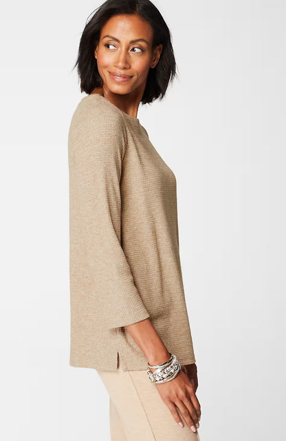 Wearever Waffle-Textured Boat-Neck Top