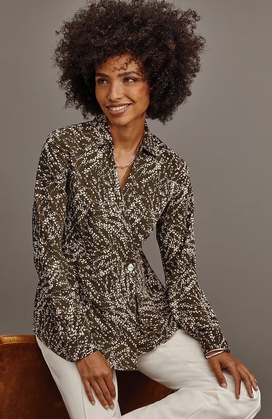 Wearever Easy-Care Pleated One-Button Top