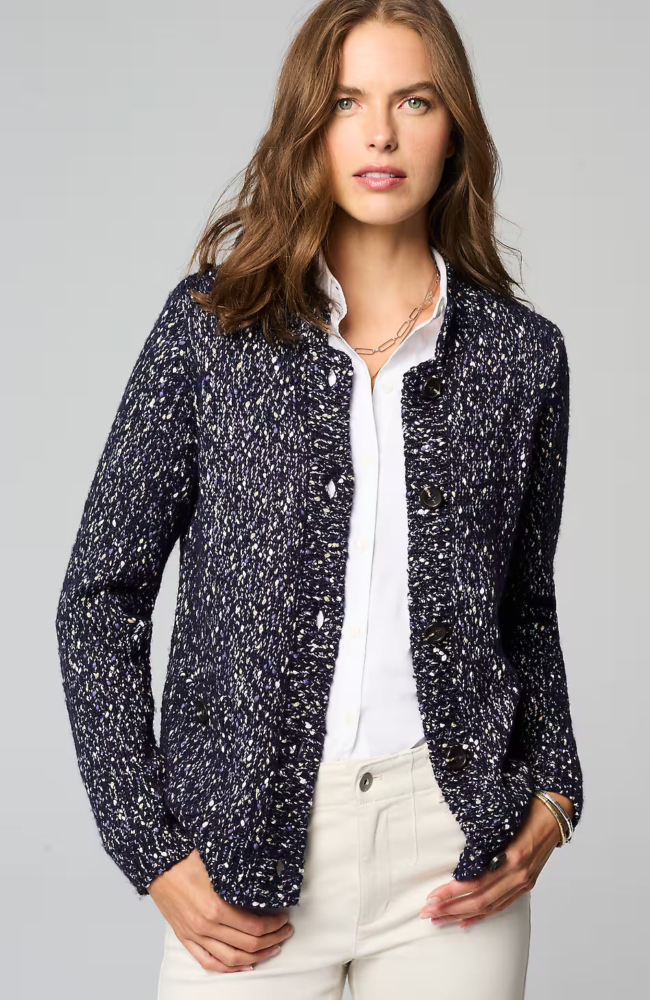 Mixed-Tweed Cardi