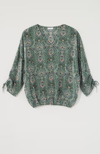 Printed Crinkle-Textured Top