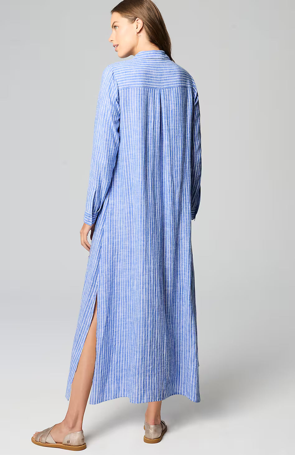 Linen-Blend Maxi Shirtdress
