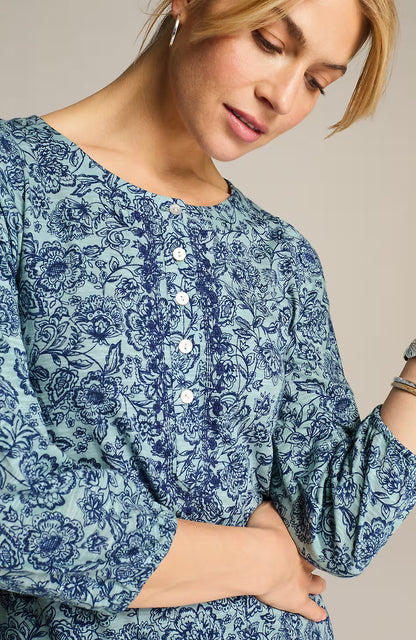 Pure Jill Embroidered Henley Tunic