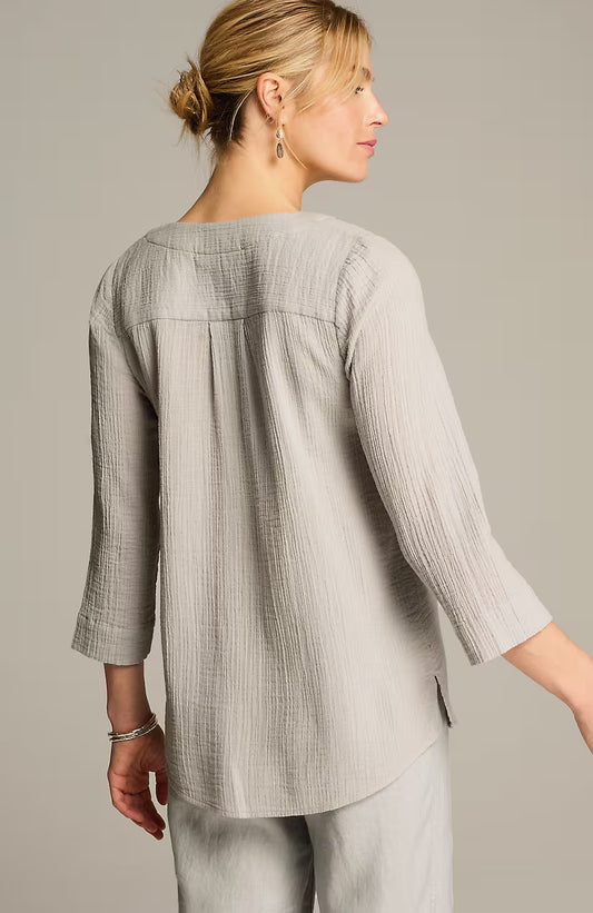 Pure Jill Cotton-Gauze One-Button Tunic