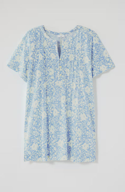 Linen-Blend Flutter-Sleeve Tunic
