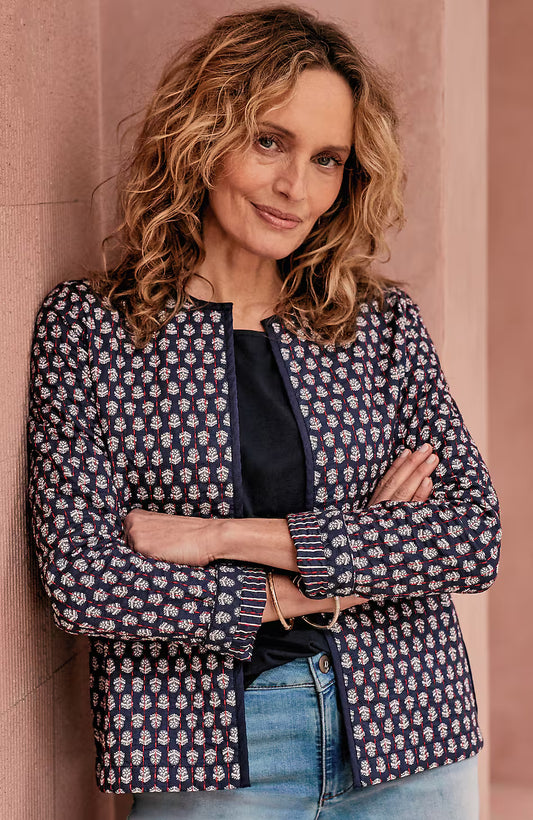 Quilted Open-Front Jacket