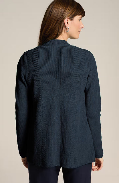 Ribbed Open-Front Cardi