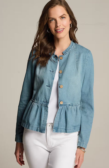 Button-Front Peplum Jacket