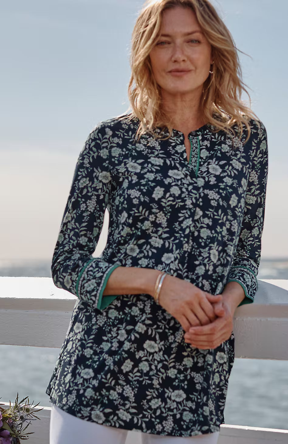 Wearever 3/4-Sleeve Split-Neck Tunic