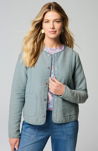 Pure Jill Indigo Patch-Pocket Jacket
