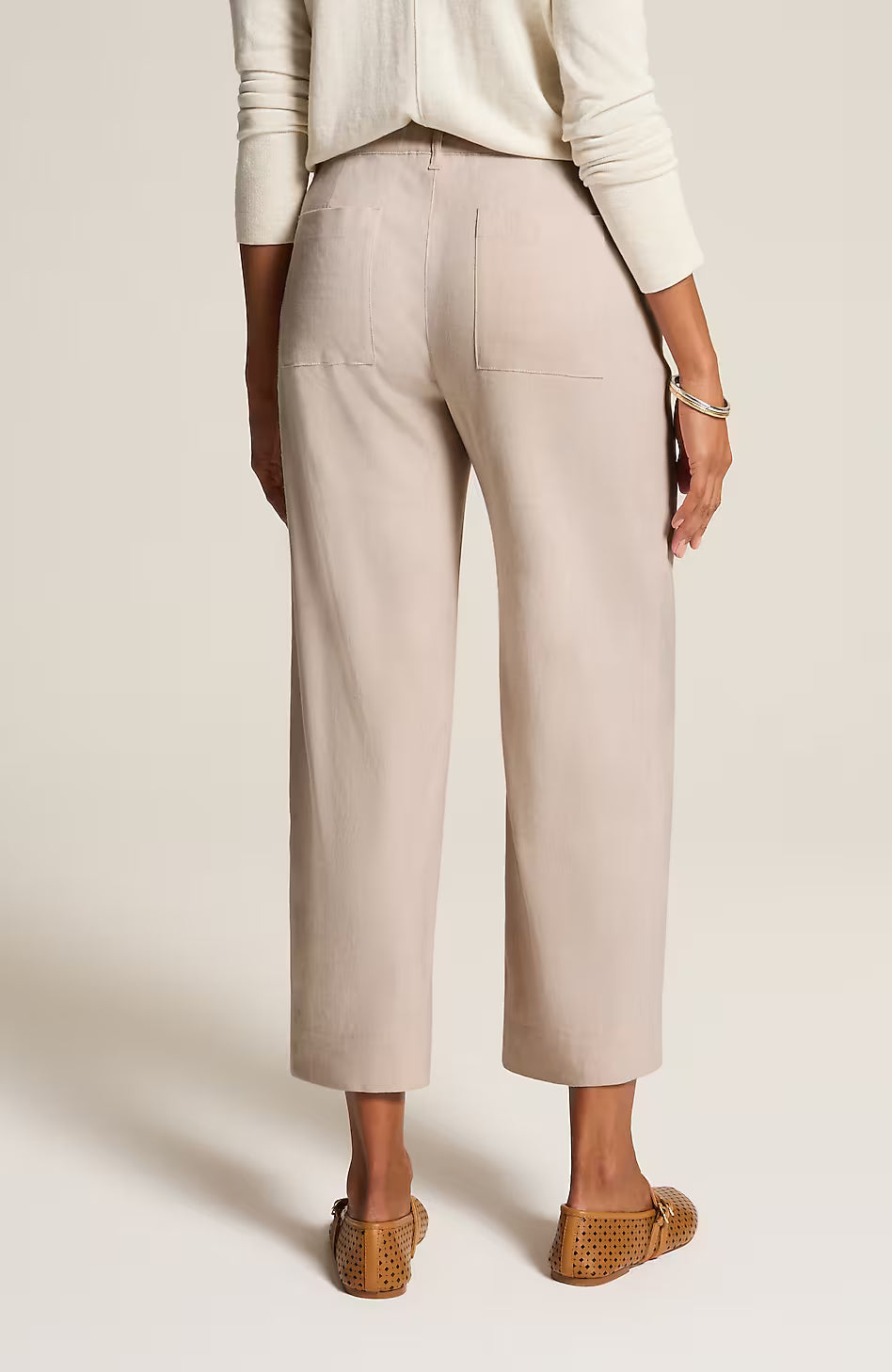 Linen-Stretch Patch-Pocket Crops