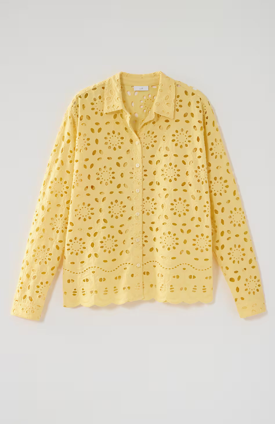 Eyelet Scalloped-Hem Shirt
