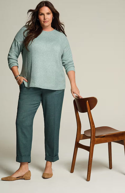Herringbone Cuffed Pull-On Pants