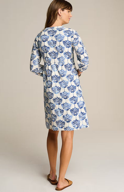Printed Split-Neck Dress