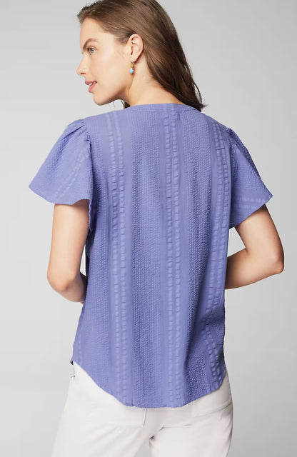 Geometrically Embroidered Textured Top