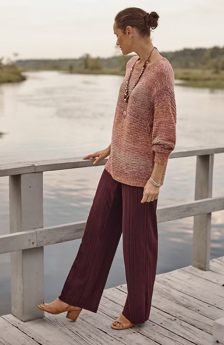 Pure Jill Pleated Wide-Leg Pants