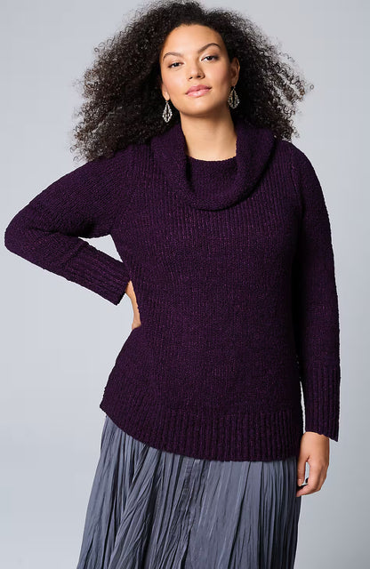 Textured Cowl-Neck Sweater