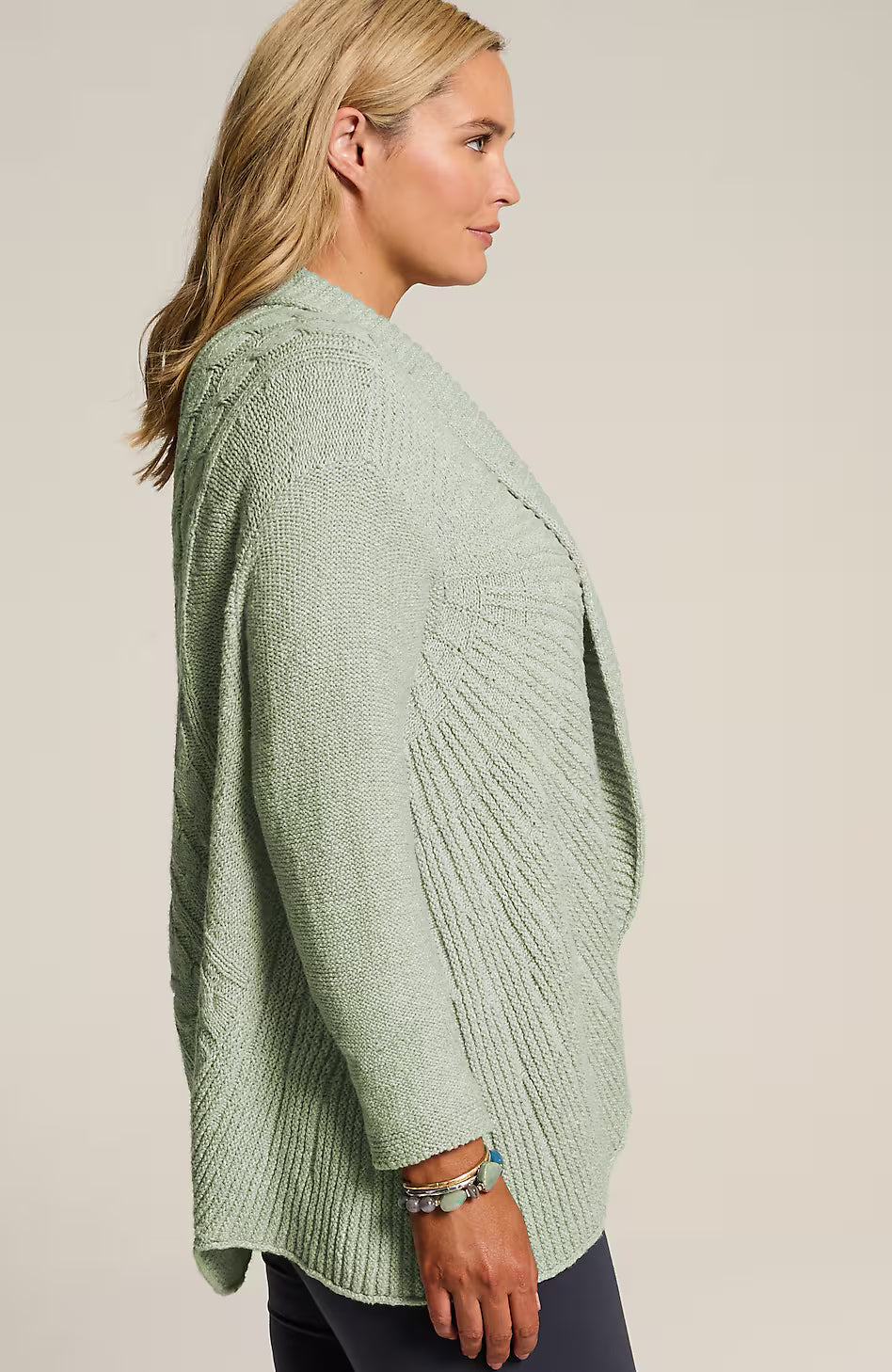 Pure Jill Curved-Hem Cabled Cardi