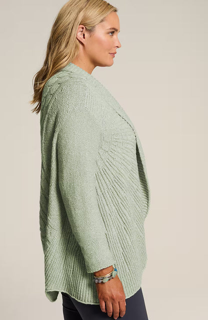 Pure Jill Curved-Hem Cabled Cardi
