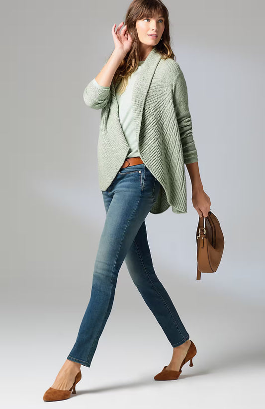 Pure Jill Curved-Hem Cabled Cardi
