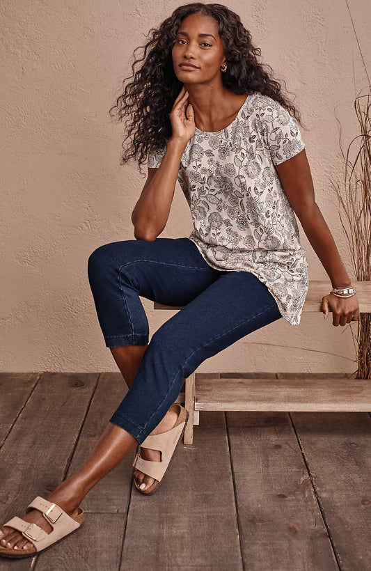 Pure Jill Indigo Knit Cropped Slim-Leg Jeans