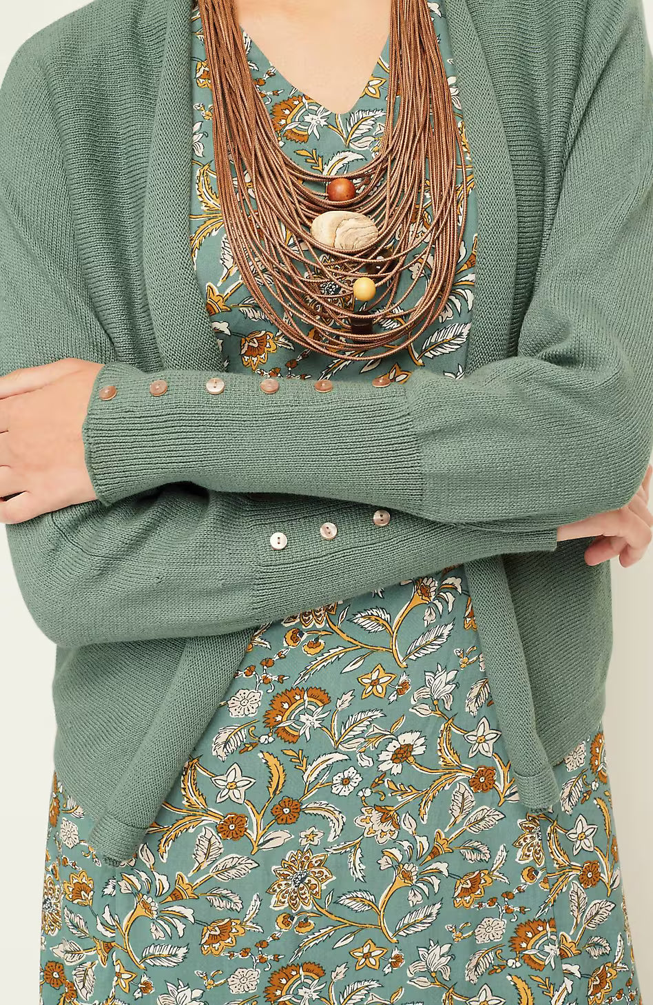 Pure Jill Ribbed Button-Cuffed Cardi