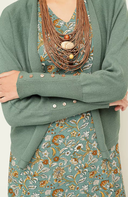 Pure Jill Ribbed Button-Cuffed Cardi